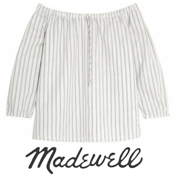 Madewell Tops - Madewell Striped Off-The-Shoulder Tank Top L